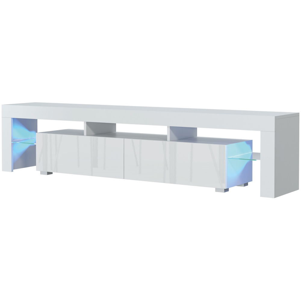 Creative Furniture Nova White and White Gloss 2 Door 3 Shelf TV Unit with LED Image 2