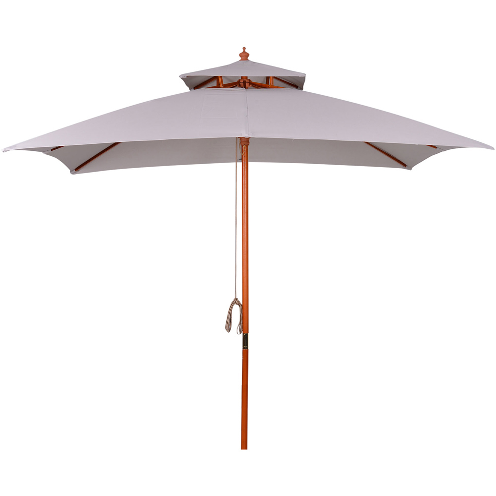 Outsunny Grey 2 Tier Square Parasol 3m Image 1