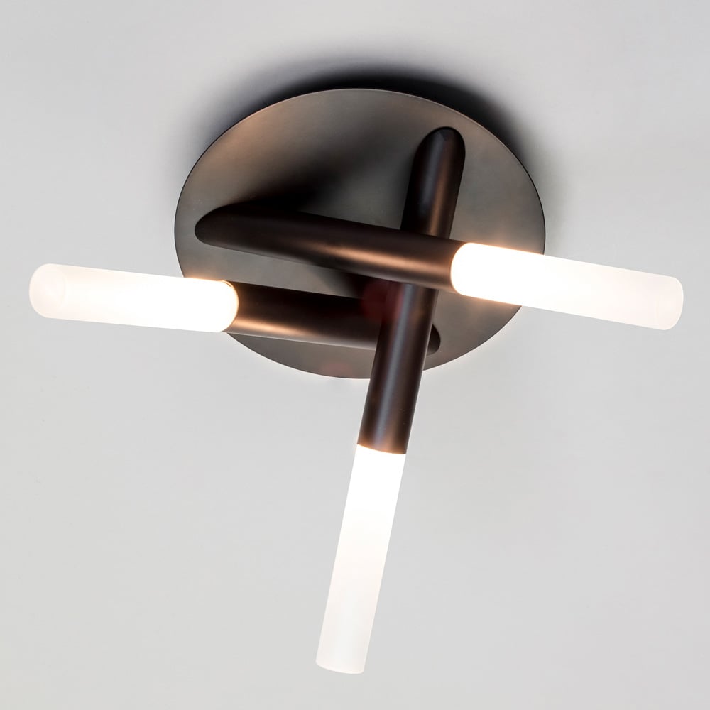 Spa Triune Matt Black 3 Light IP44 Flush Ceiling Light Image 2