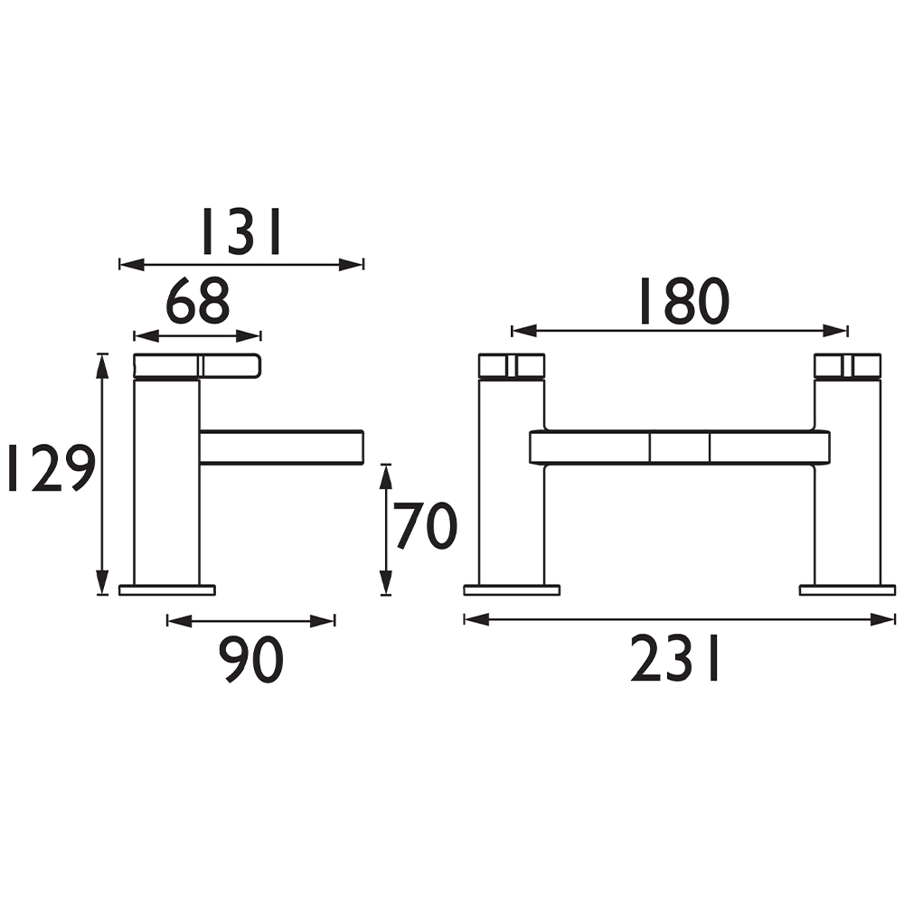 Bristan Elevar Chrome Plated Deck Mounted Bath Filler with Dual Lever Image 6