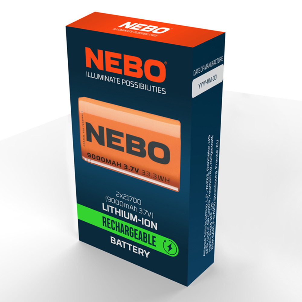 Nebo 21700 3.7V 9000mAh Lithium-Ion Rechargeable Battery 2 Pack Image 2