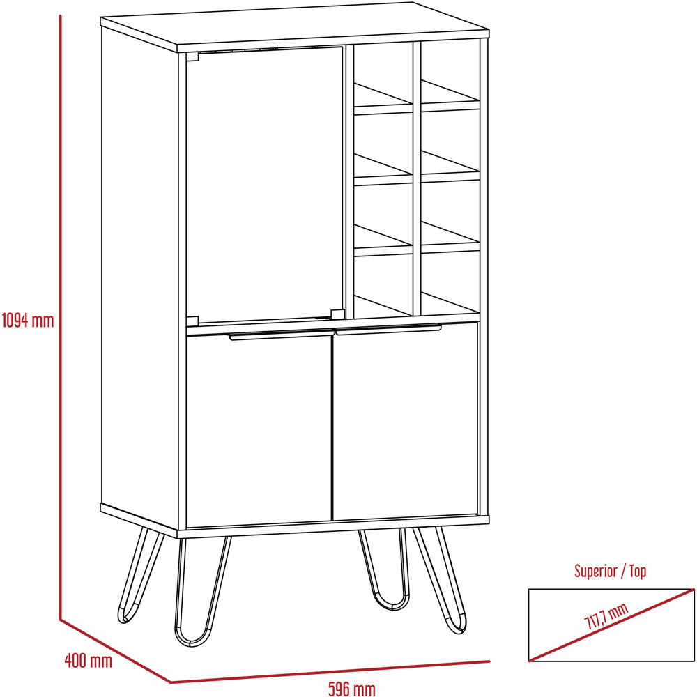 Core Products Nevada 3 Doors Smoke Oak Mirrored Wine Cabinet Image 6