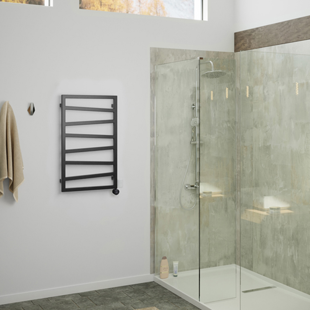 Terma Zig Zag Heban Black Electric Towel Rail with VEO Element Controller 835 x 500mm Image 2