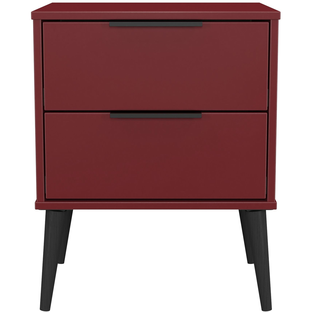 Crowndale Hong Kong 2 Drawer Matt Red and Black Compact Bedside Cabinet Ready Assembled Image 3