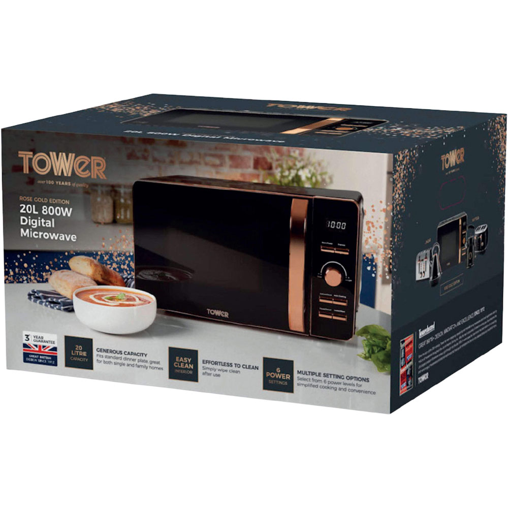 Tower T24021 Black and Rose Gold 20L Digital Microwave Image 2