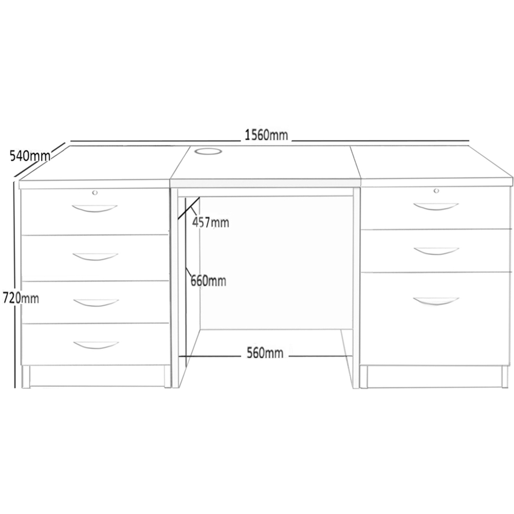 R White Cabinets 7 Drawer Dark Brown Set-09 Desk Image 5