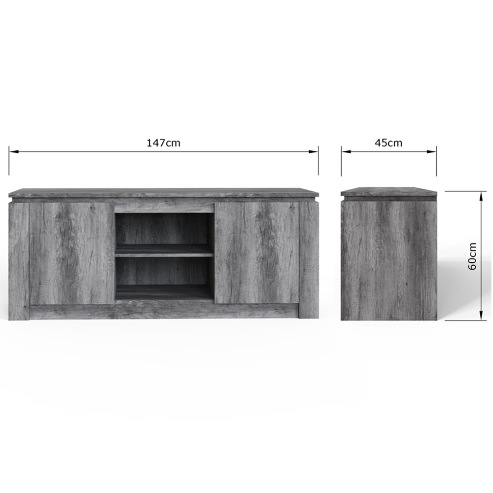 GFW Canyon 2 Door 2 Open Shelf Charcoal Grey Wide TV Unit Image 8