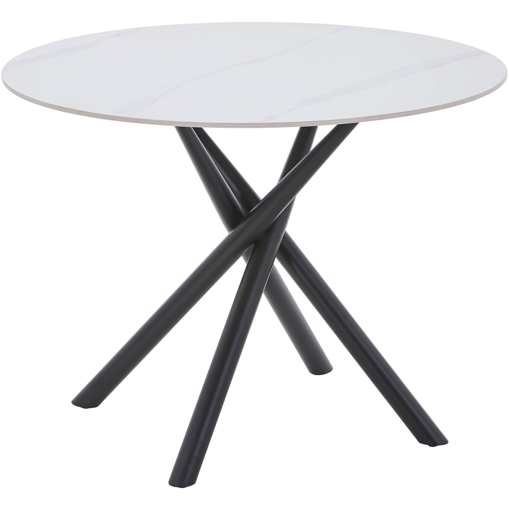 Avesta Marble Effect 4 Seater Round Dining Table White Image 2