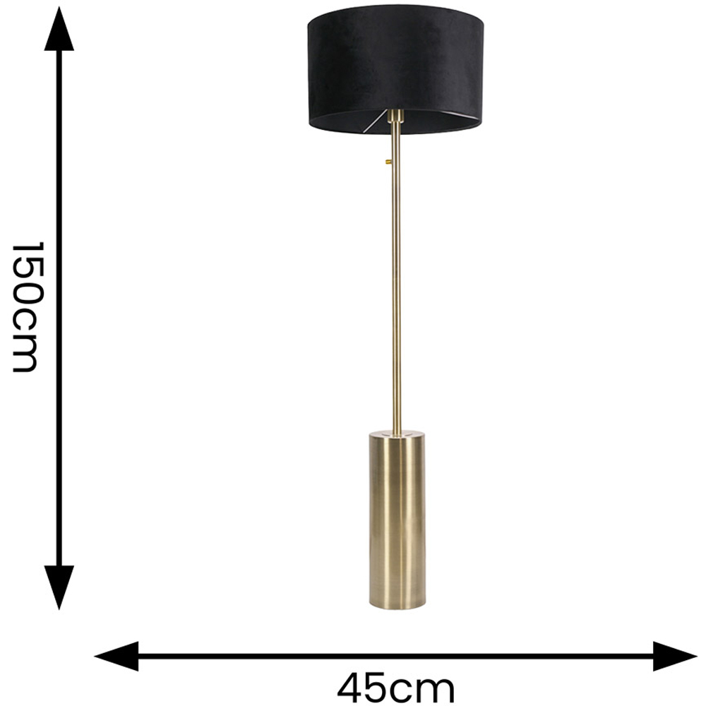 ValueLights Lexy Reni Forest Black Shade Antique Brass LED Floor Lamp Image 4