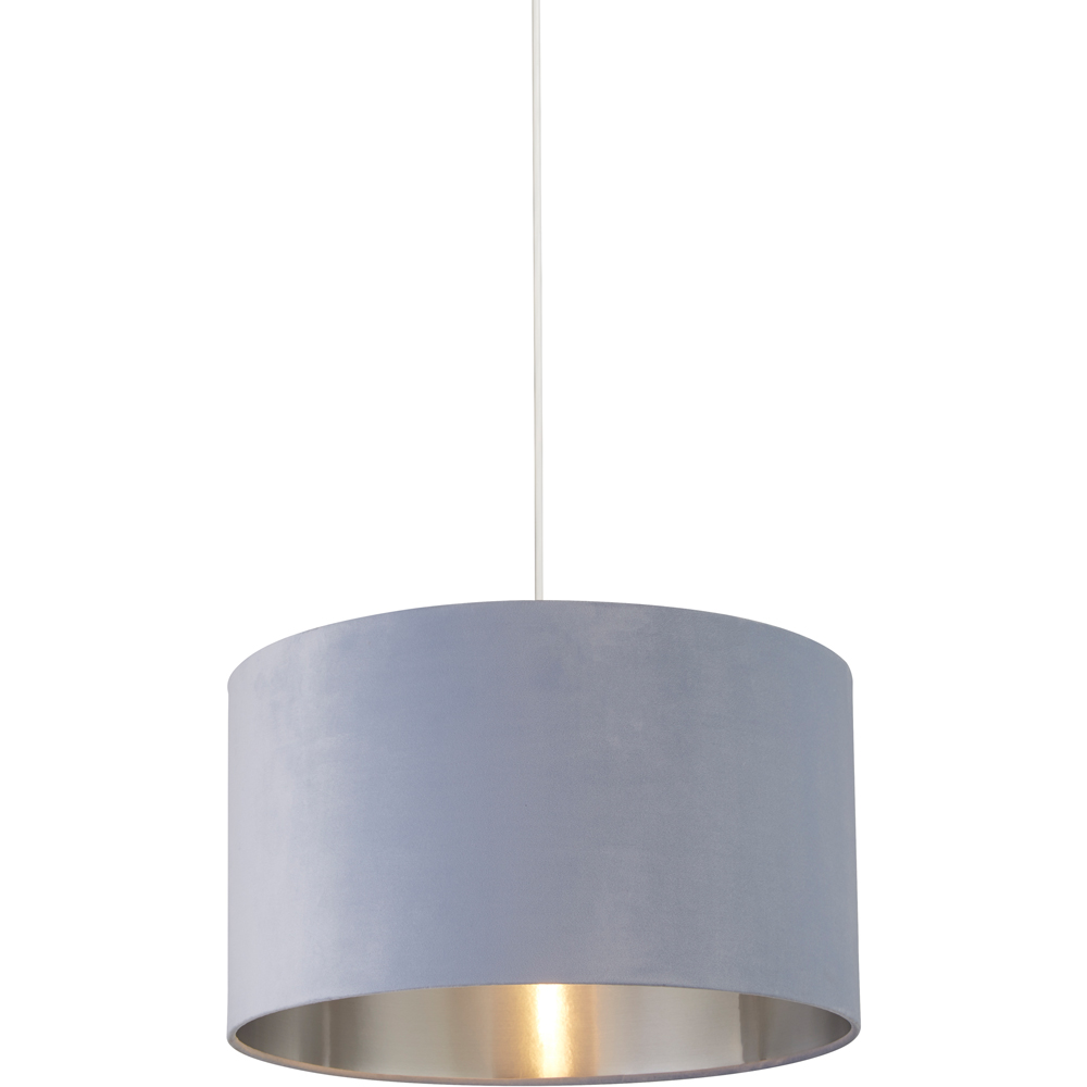 Lighting Collection Light Blue Silver Inner Velvet Drum Shade 45cm Image 3