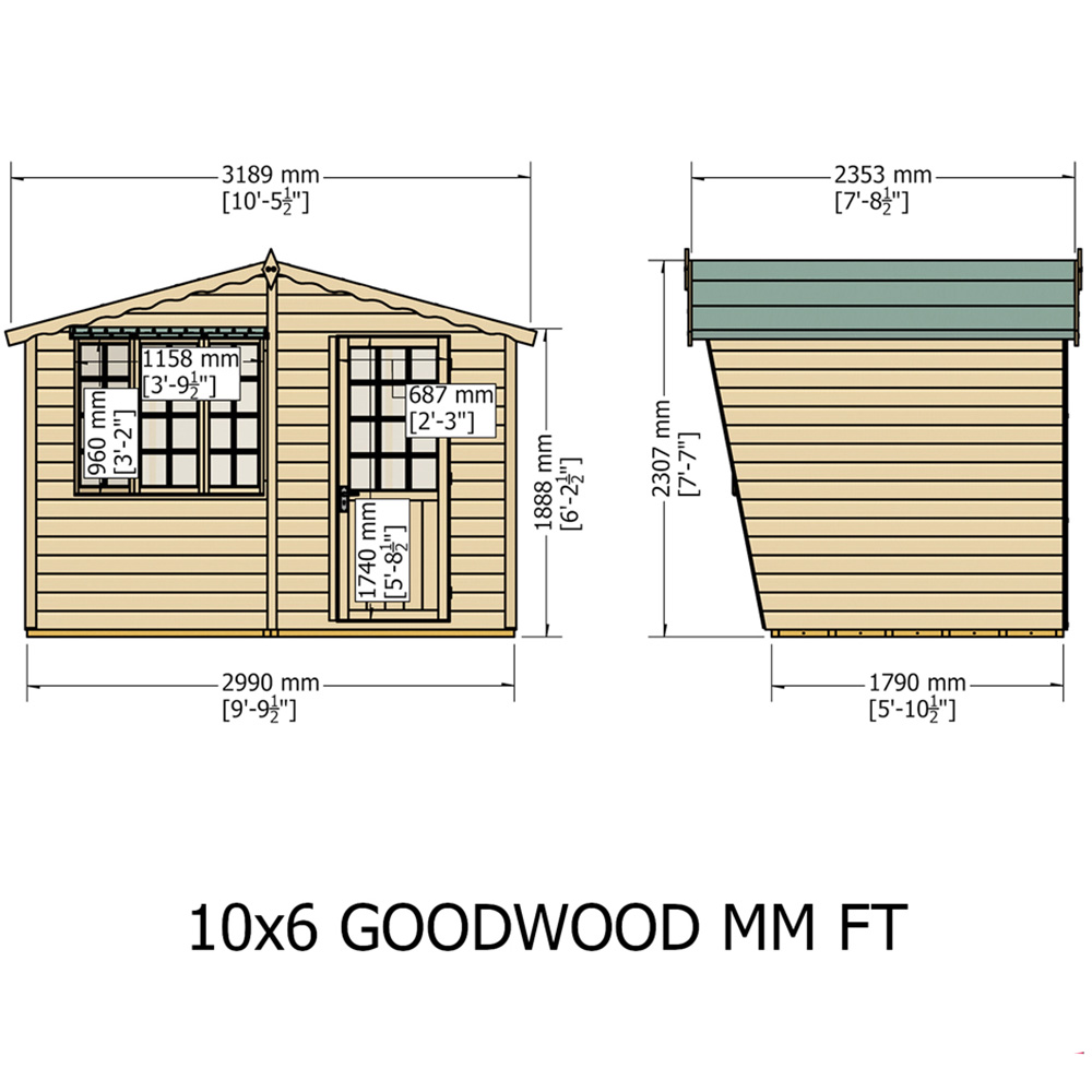 Shire Goodwood 10 x 6ft Shiplap Style C Security Cabin Apex Summerhouse Image 6