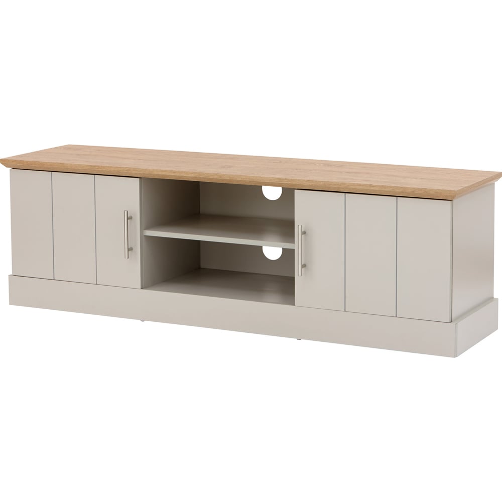 GFW Kendal 2 Door 2 Shelf Grey Large TV Unit Image 2