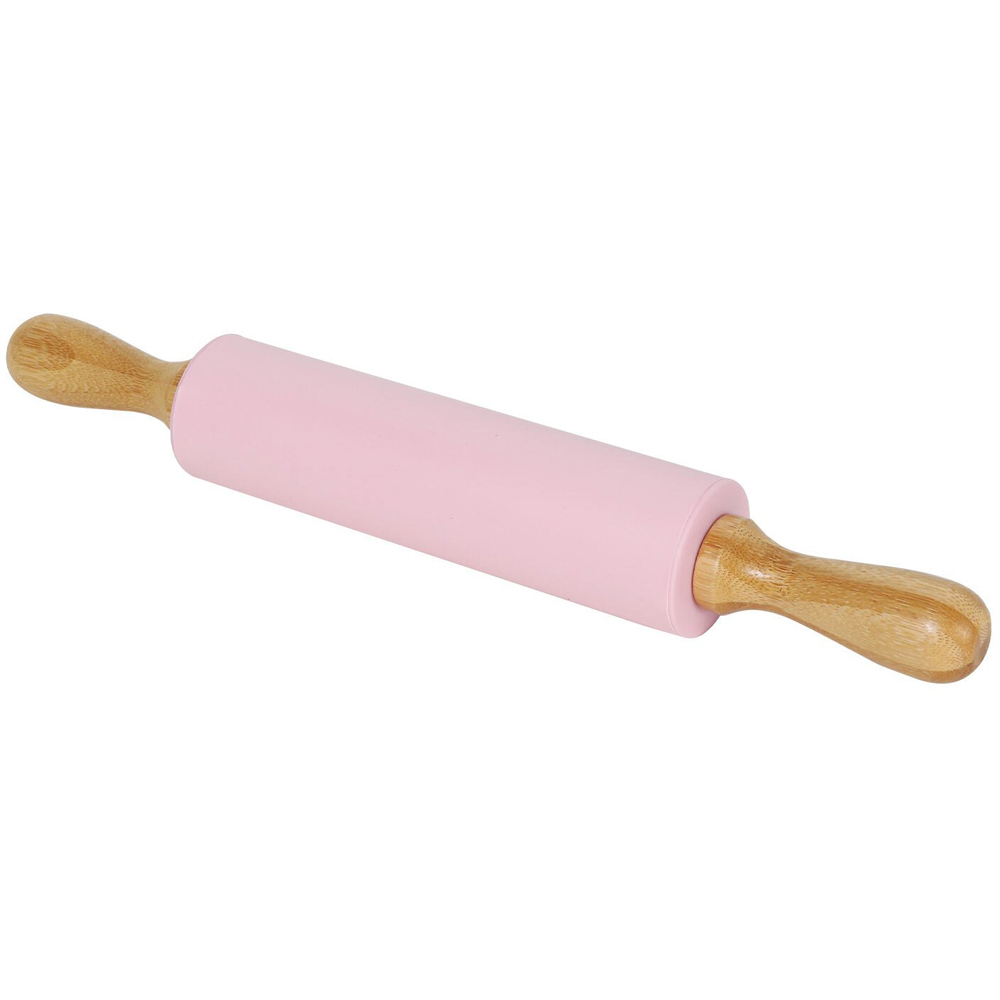 Single Silicone Rolling Pin with Bamboo Handles in Assorted styles Image 3