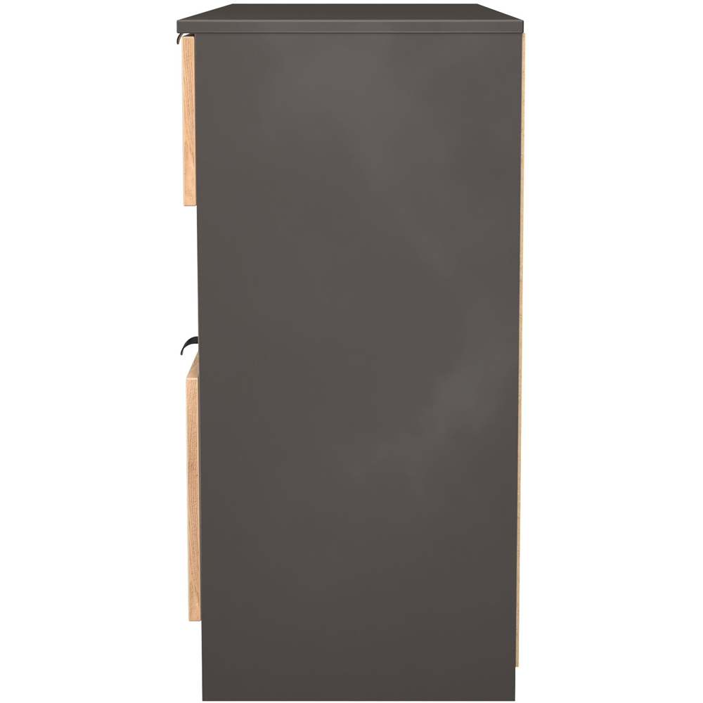 Crowndale Bora 4 Drawer 2 Shelf Gold Oak and Graphite Wide Midi Chest Image 3