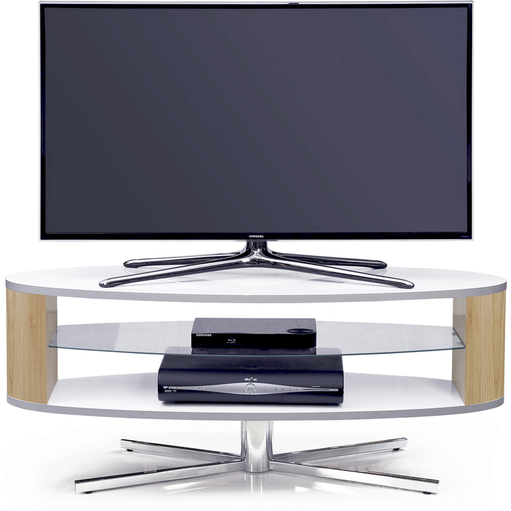 MDA Designs Orbit 2 Shelf White and Oak TV Cabinet Image 5