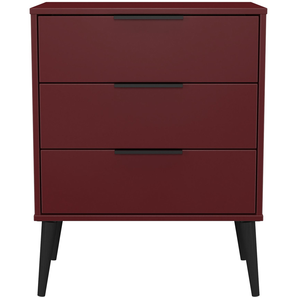 Crowndale Hong Kong 3 Drawer Matt Red and Black Midi Chest of Drawers Ready Assembled Image 3