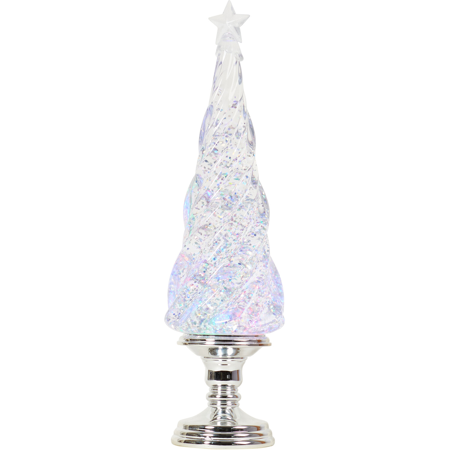 Glitter Spinning Iridescent LED Tree - Clear Image 2