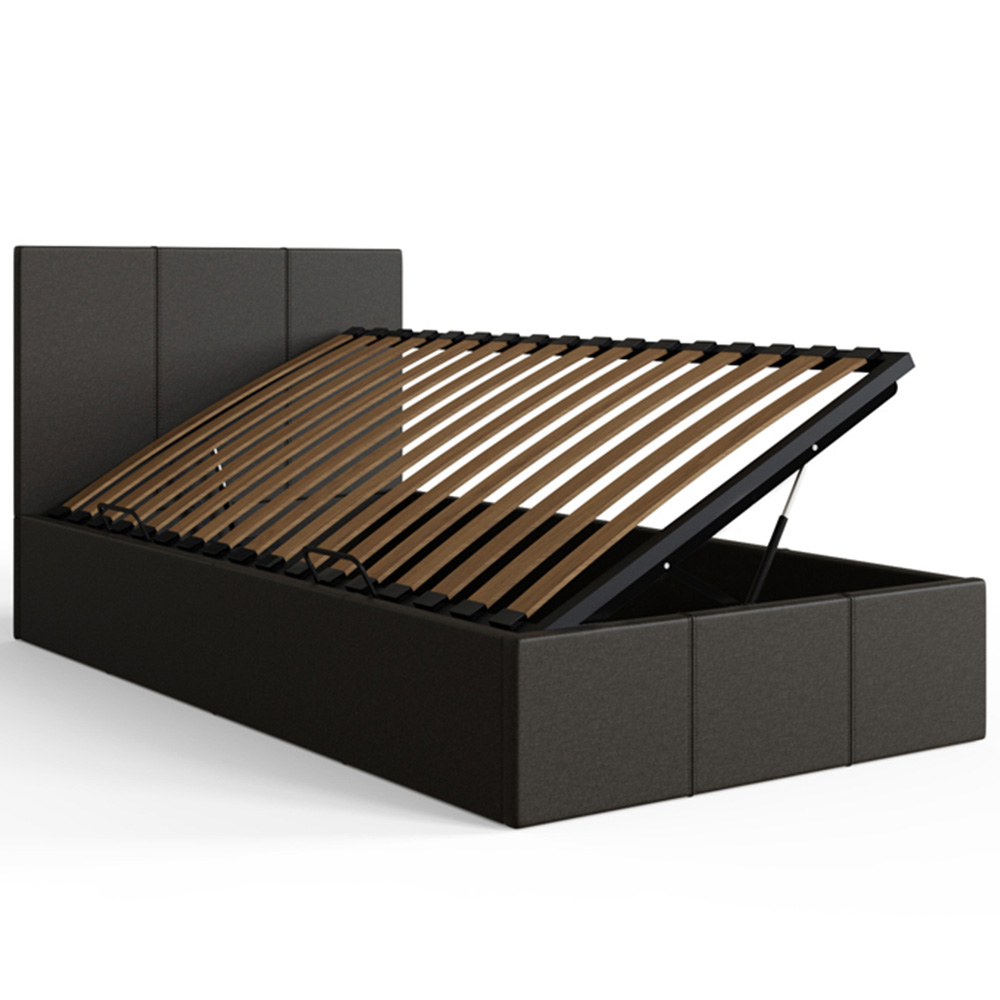 GFW Single Grey Hopsack Fabric Side Lift Ottoman Bed with Bonnell Mattress Image 3