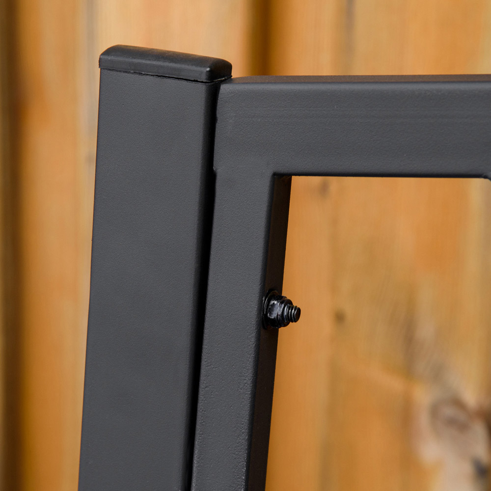 Outsunny 2 Seater Black Metal Garden Bench with Decorative Backrest Image 3