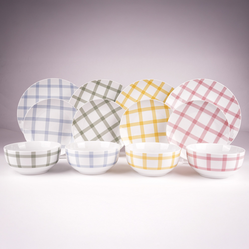 Waterside Gingham Pastels 12 Piece Dinner Set Image 2