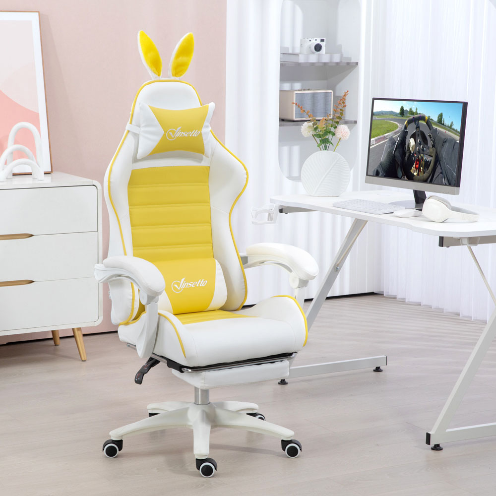 Portland Yellow Rabbit Ear Gaming Chair with Footrest Image 3
