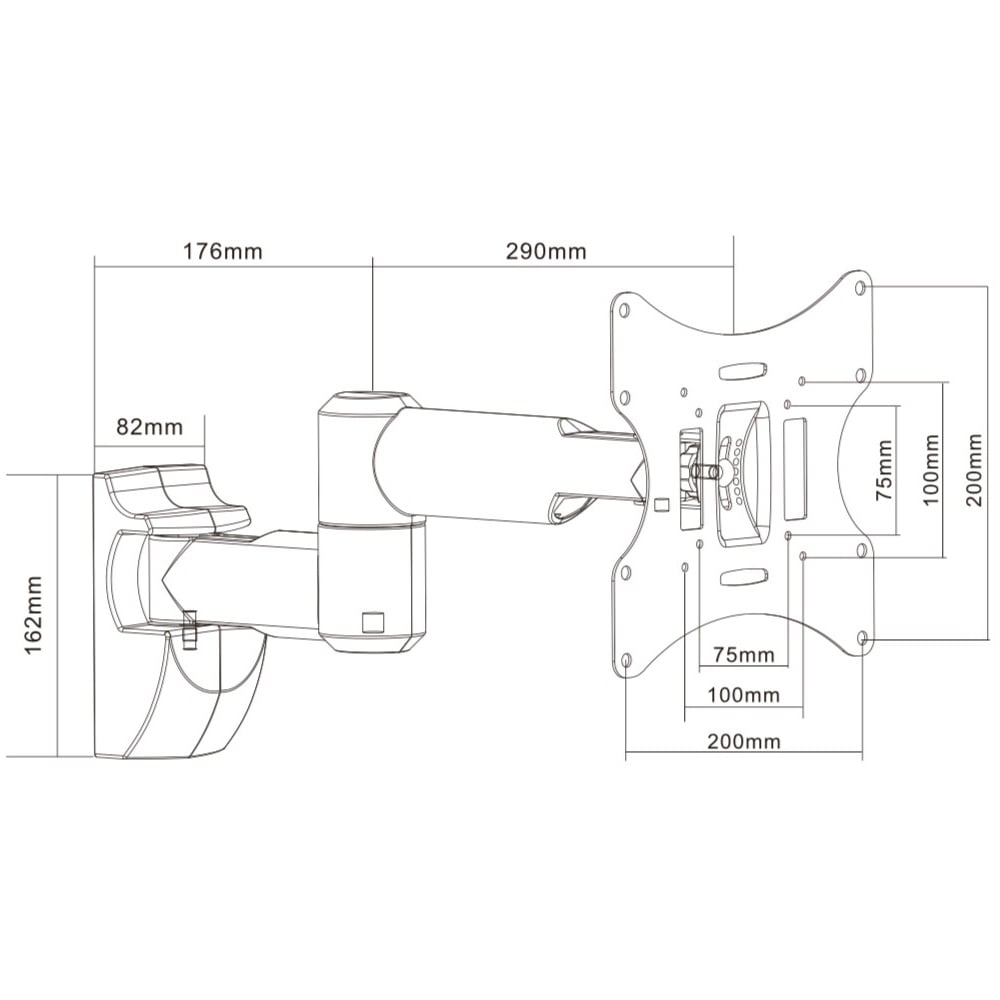 ProperAV White 23 to 43 Inch Swing Arm Tilt and Swivel TV Bracket Image 8