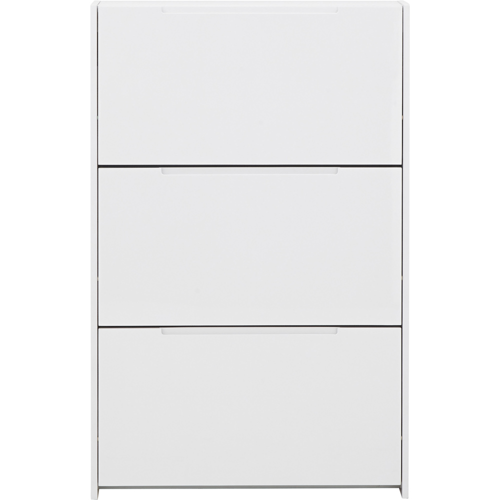 GFW Narrow White High Gloss 3 Tier Shoe Cabinet Image 4