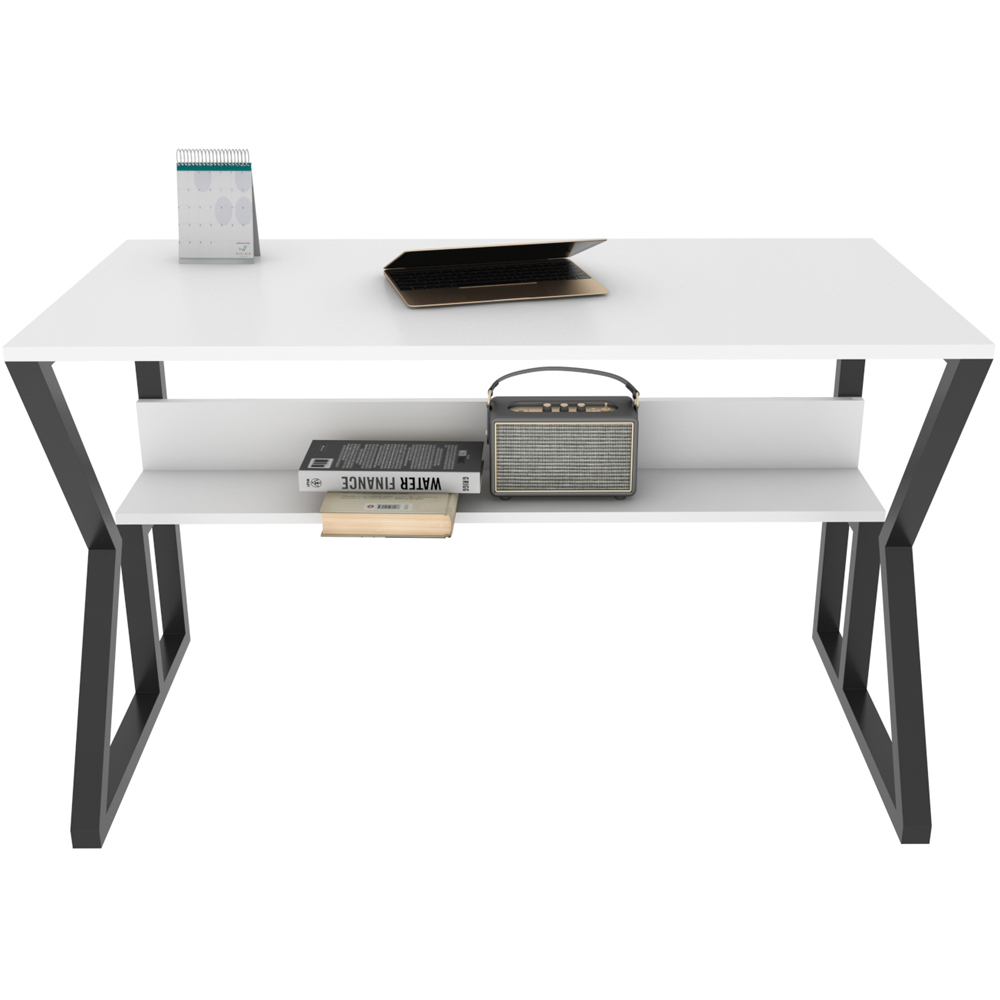 Decorotika Wake Single Shelf Computer Desk Black and White Image 3