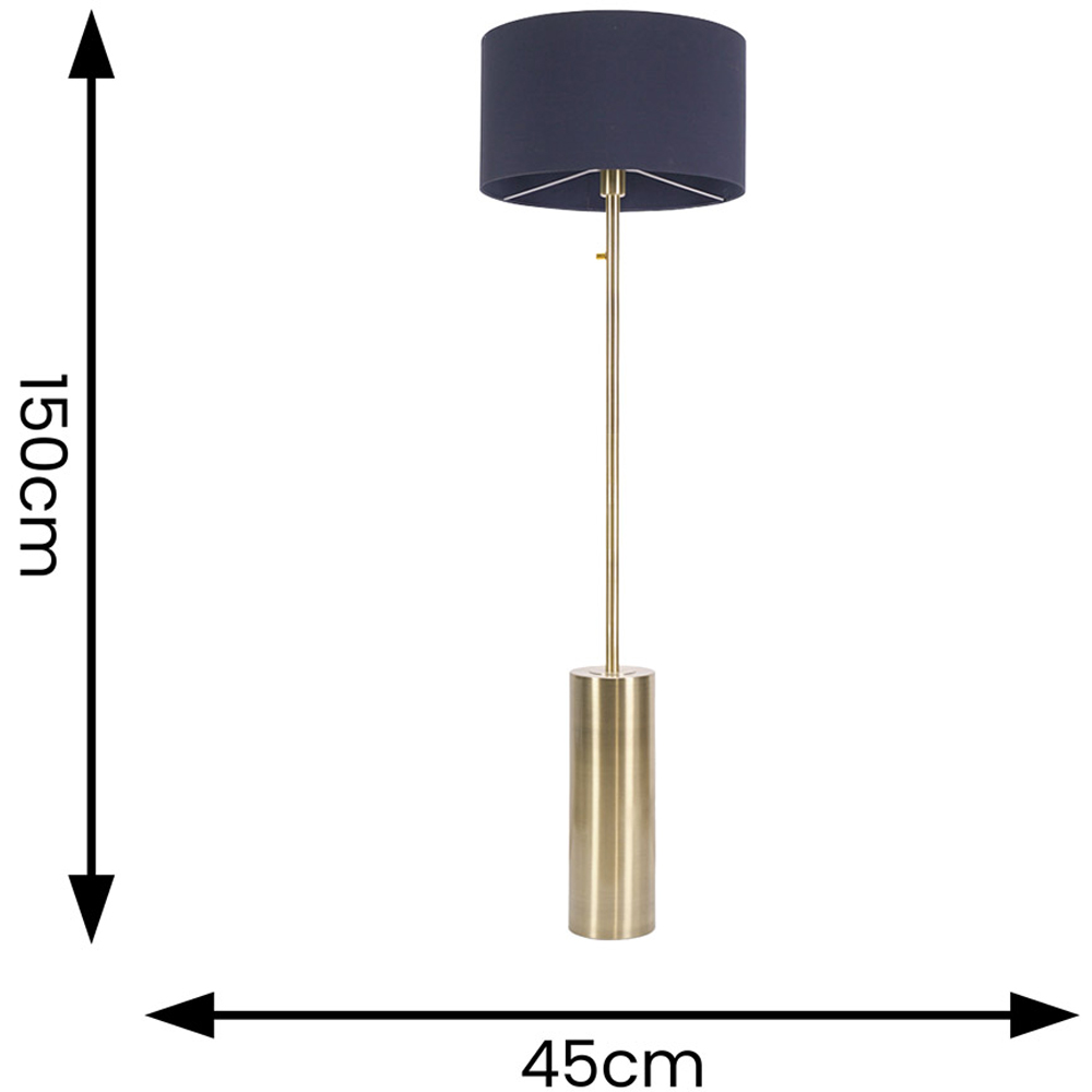 ValueLights Lexy Reni Navy Blue Shade Antique Brass LED Floor Lamp Image 4