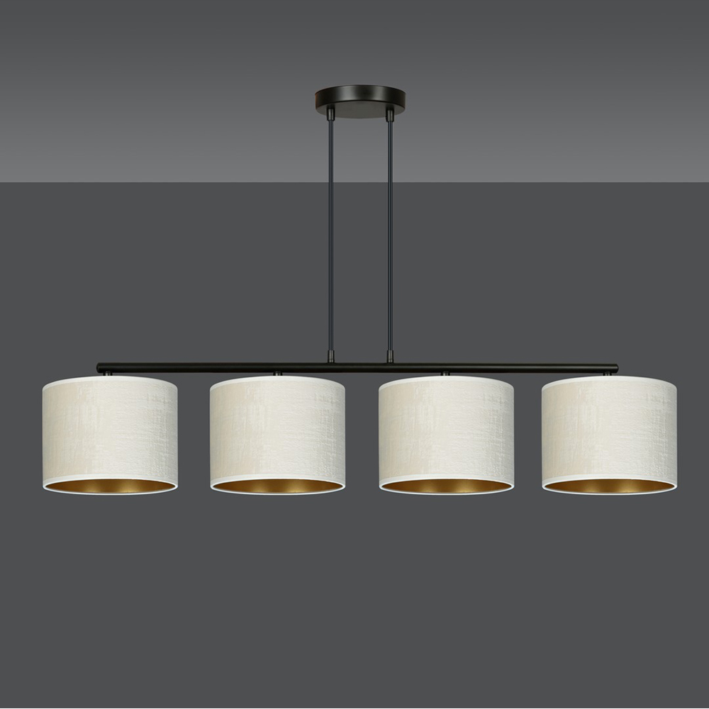 Emibig Hilde 4 Light White Shade Black E27 Ceiling Pendant Light Image 5