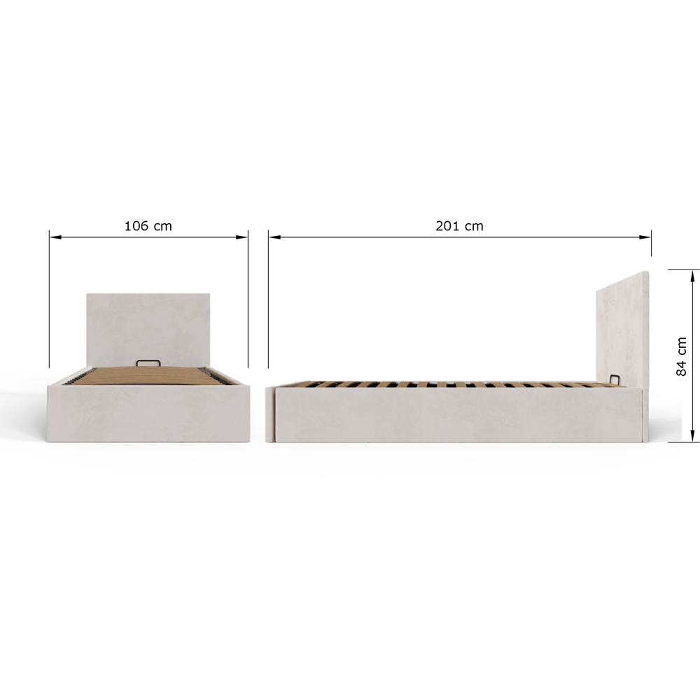 GFW Single Natural Velvet End Lift Ottoman Bed Image 9