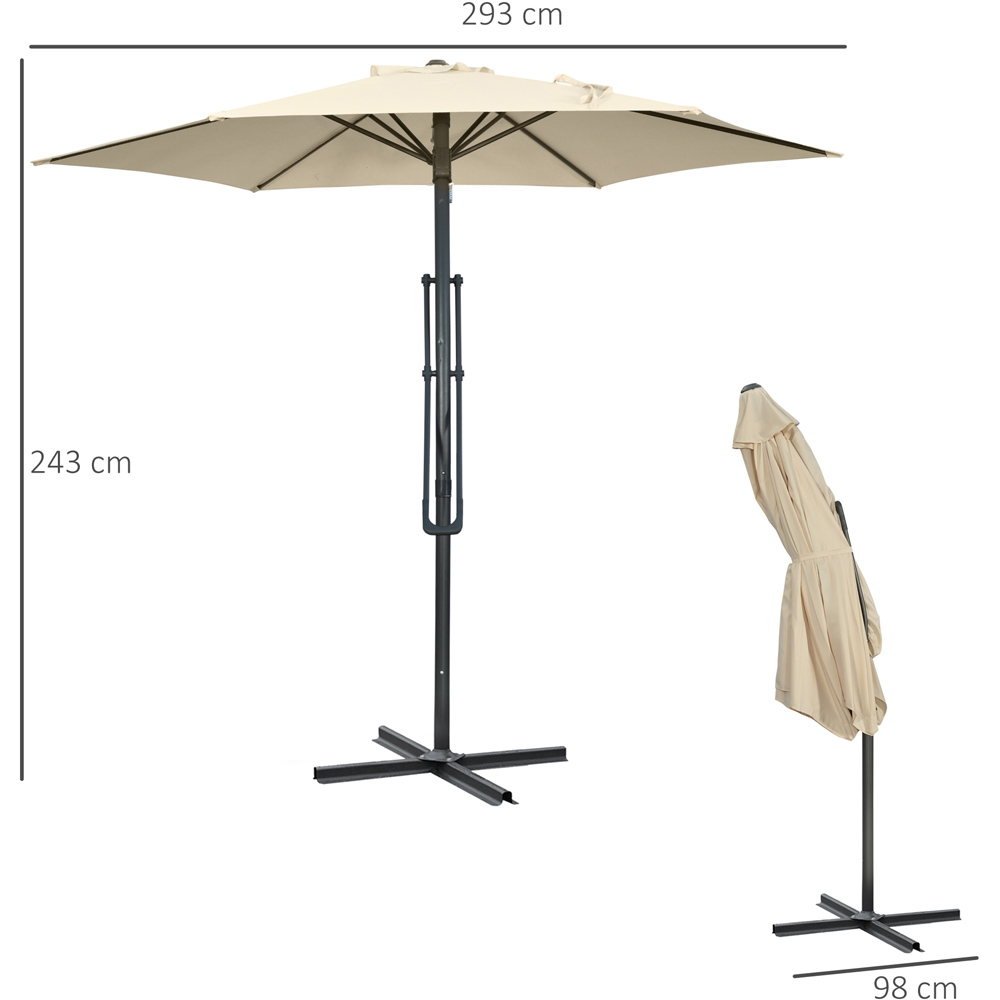 Outsunny White Easy Lever Crank Cantilever Parasol 3m Image 7