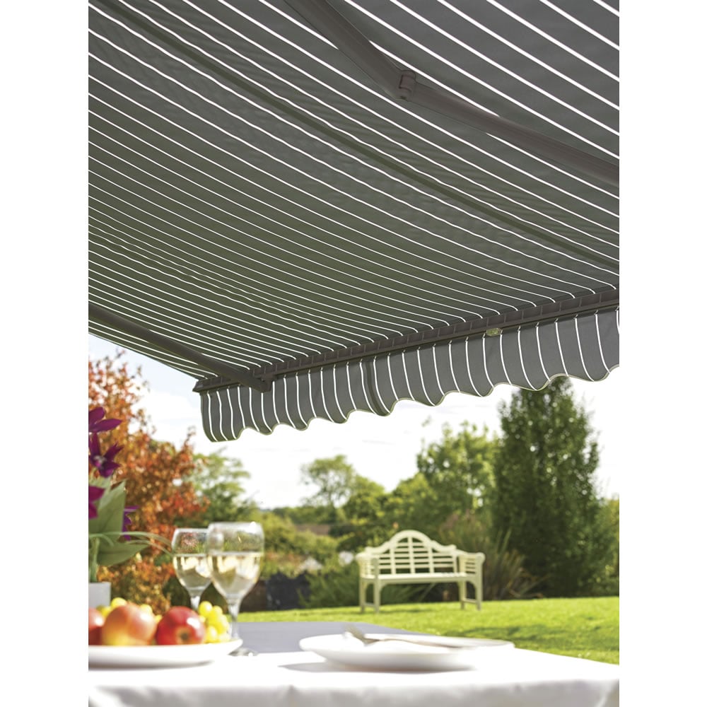 Greenhurst Berkeley Grey and White Stripe Easy fit Awning 3.5m Image 2