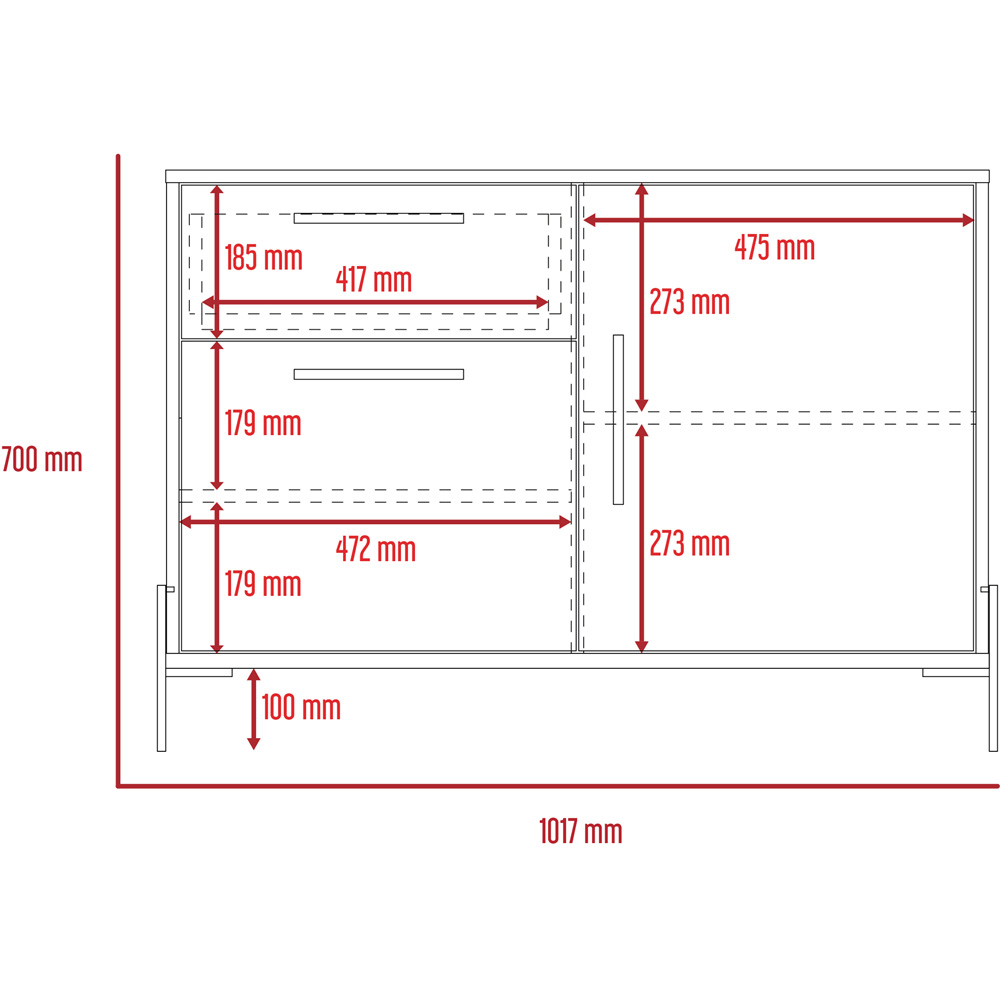 Core Products Harvard 2 Doors Single Drawer Grey Oak Small Sideboard Image 5