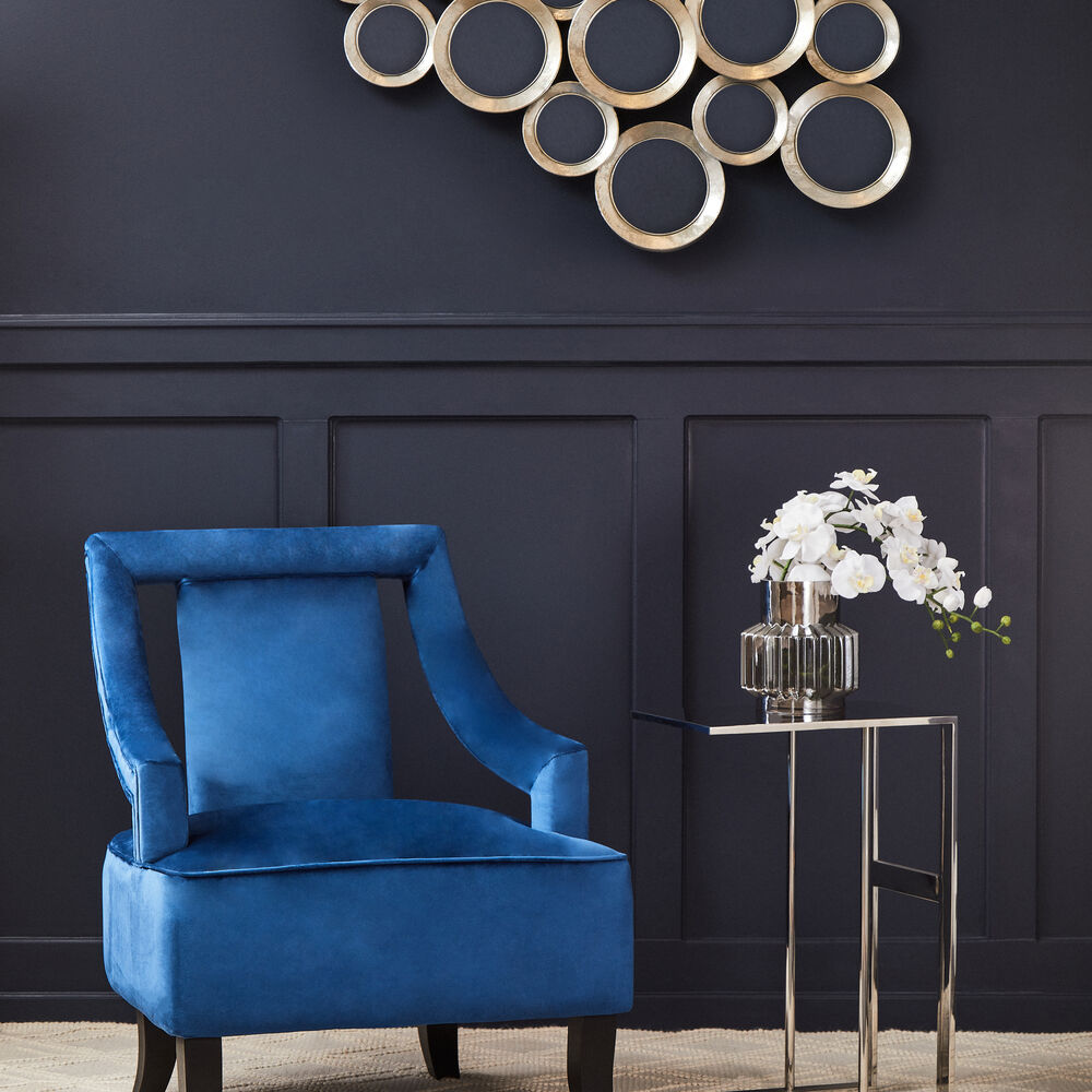 Premier Housewares Faye Midnight Blue Velvet Accent Chair Image 7