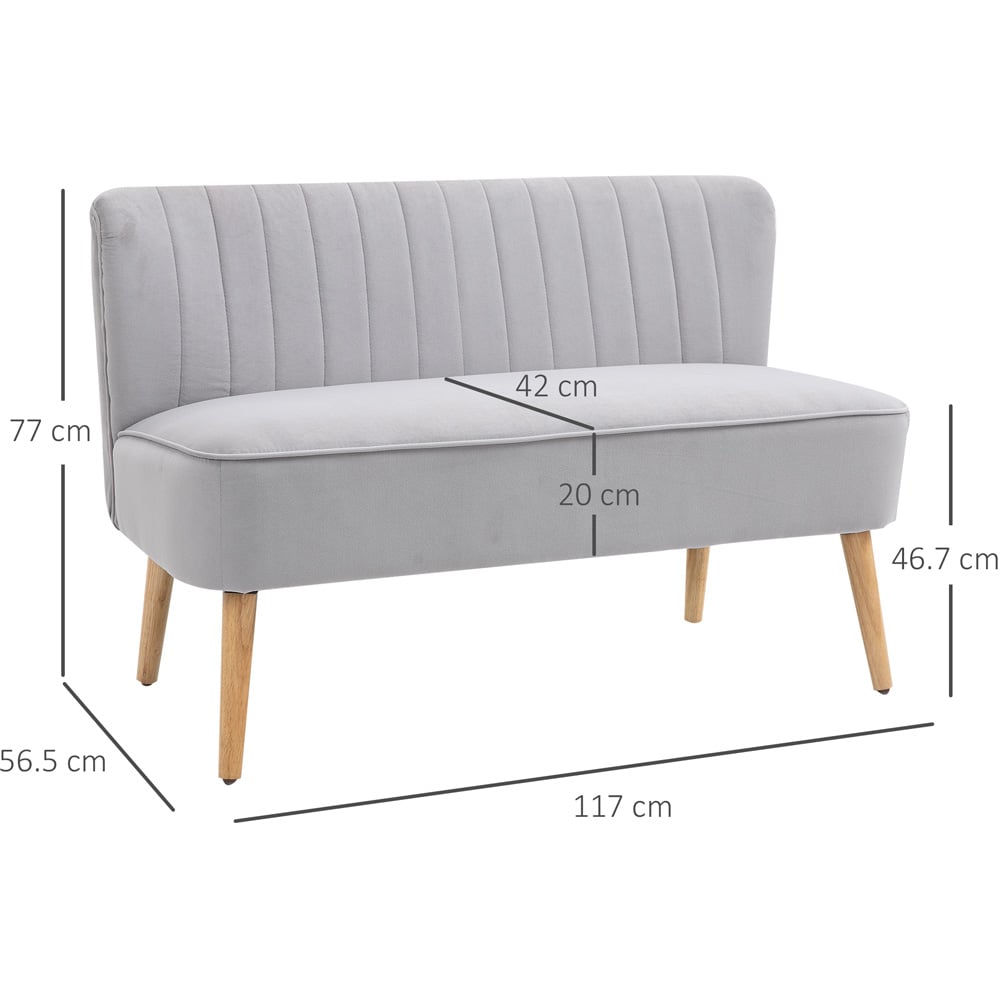 Portland 2 Seater Grey Velvet Sofa Image 7