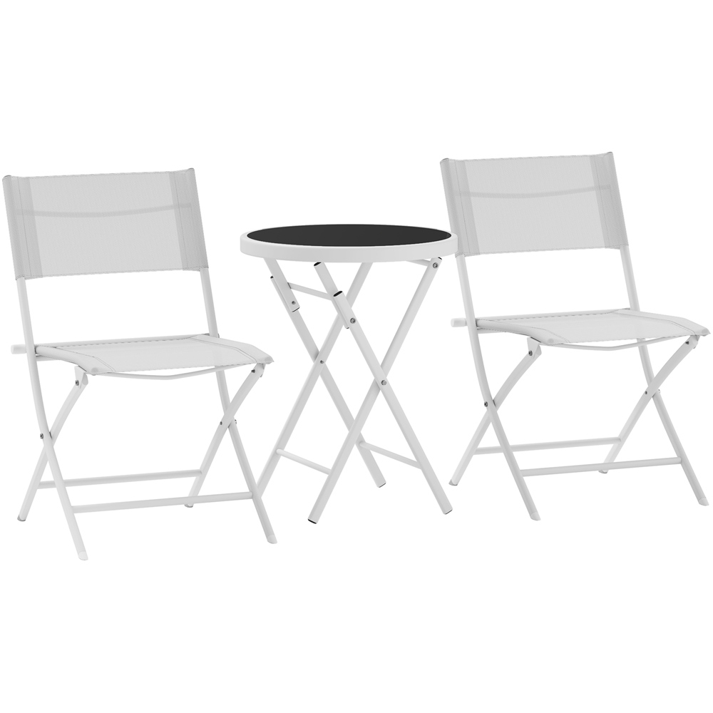 Outsunny 2 Seater White Bistro Set Image 2