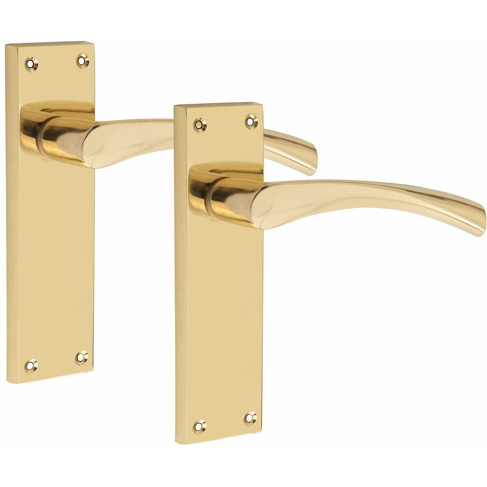 Golden Grace Polished Brass Victorian Scroll Astrid Latch Door Handle with Hinge 150 x 40mm Image 2