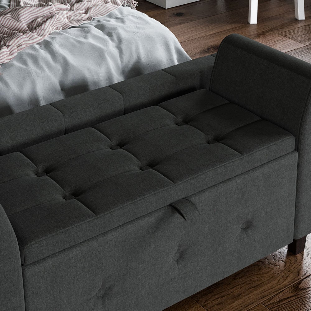 Vida Designs Seville Linen Dark Grey Storage Ottoman Image 3