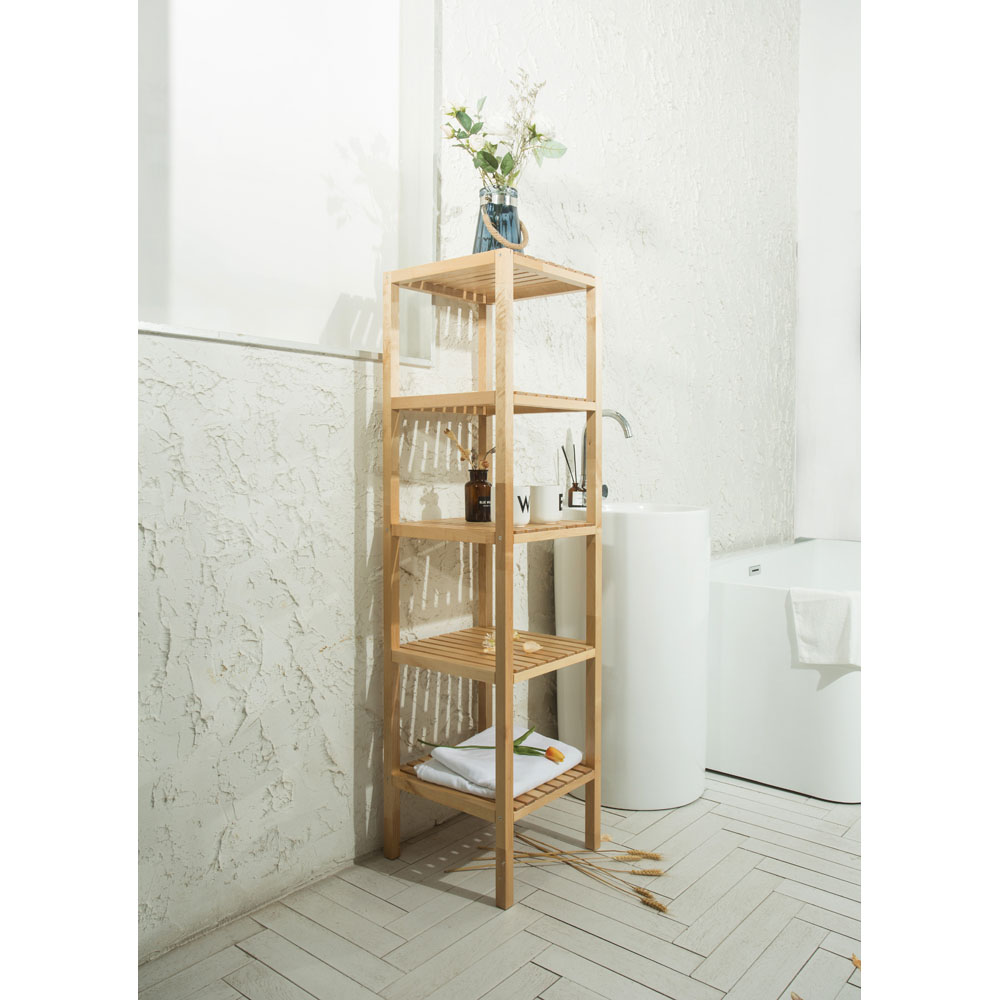 FurnitureHMD 4 Shelf Natural Birch Wood Bookcase Image 7