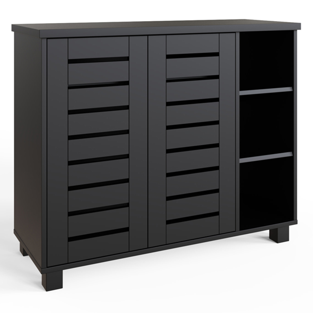 GFW Bodie 2 Door 3 Shelf Black Shoe Cabinet Image 4