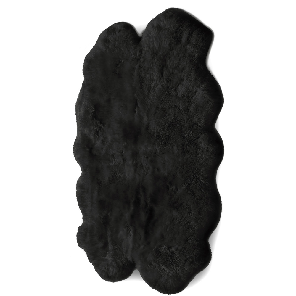 Origins Genuine Sheepskin Black Quad New Zealand Wool Rug 160 x 105cm Image 1