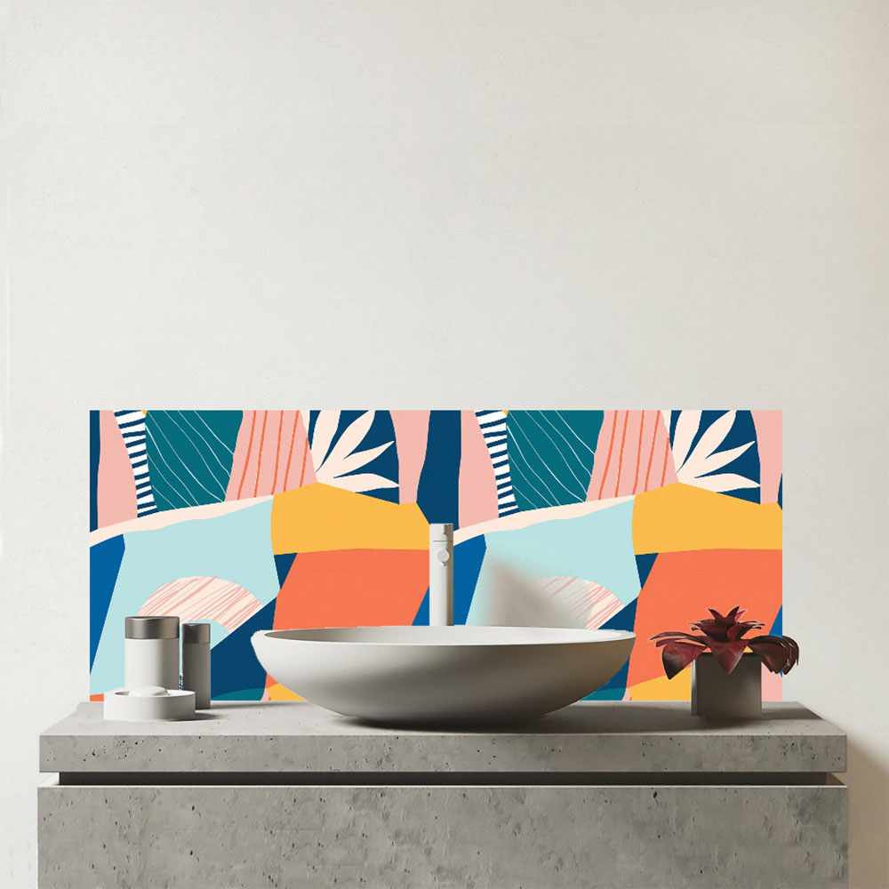 Warren Reed Designer Modern Floral Glass Bathroom Splashback 25 x 60cm Image 1