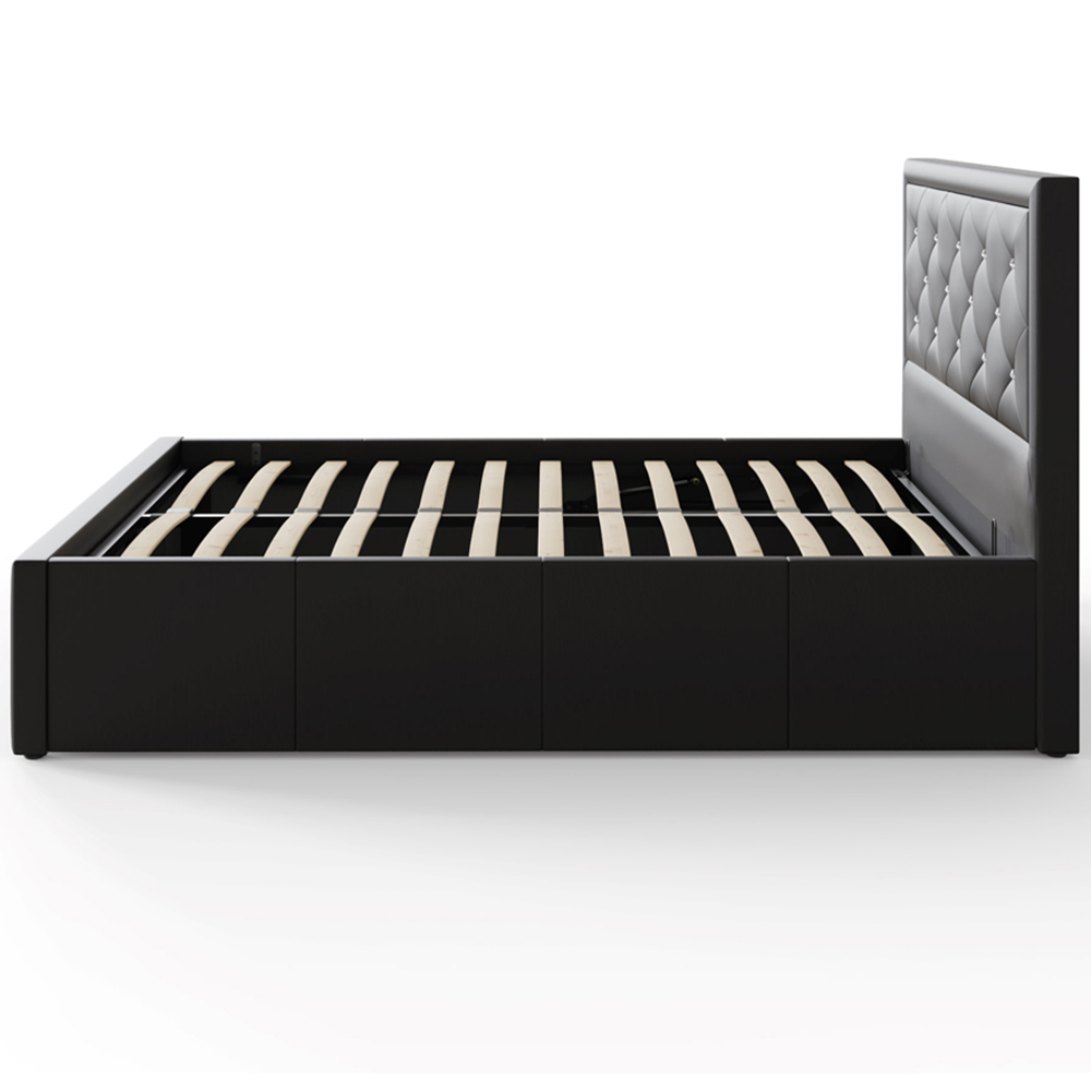 GFW Hollywood Double Black Gas End Lift Ottoman Bed with Buttoned Headboard Image 3