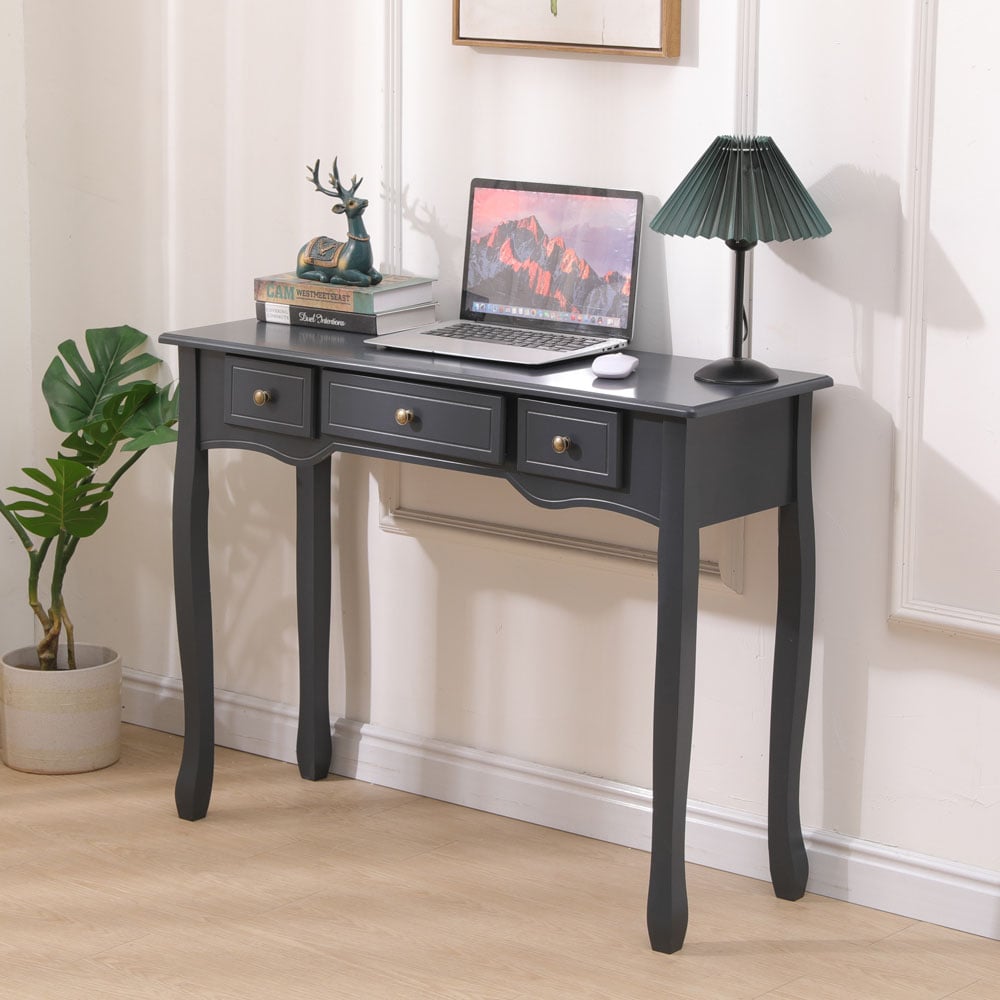 FurnitureHMD 3 Drawer Dark Grey Console Table Image 9