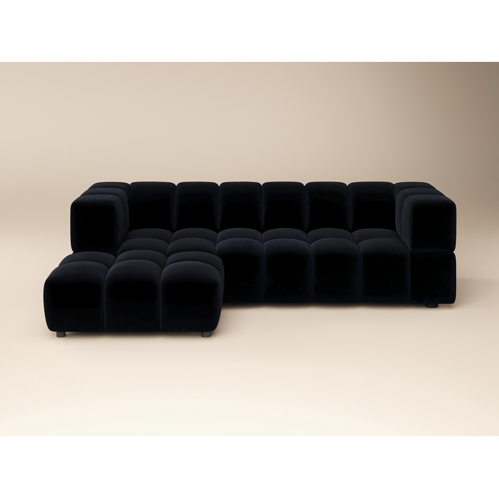 SOLACE+CO Jenson Black 4 Seater Sofa with Footstool Image 2