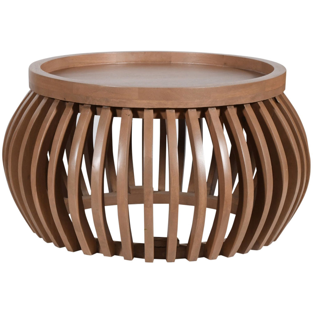 IH Design Jodhpur Solid Wood Small Round Low Coffee Table Image 2