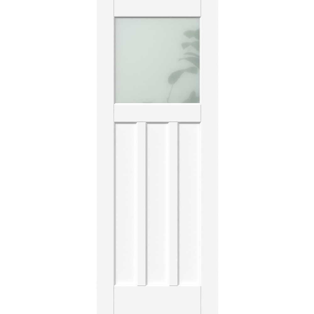 Green & Taylor White Primed 1930s 3 Panel Frosted Glass Internal Door 1981 x 686mm Image