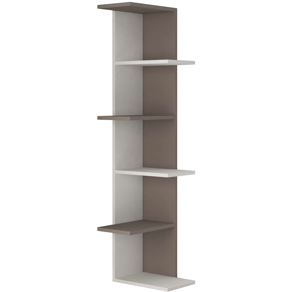 Decortie Saso White and Mocha Grey 5 Tier Medium Corner Display Unit Image 2