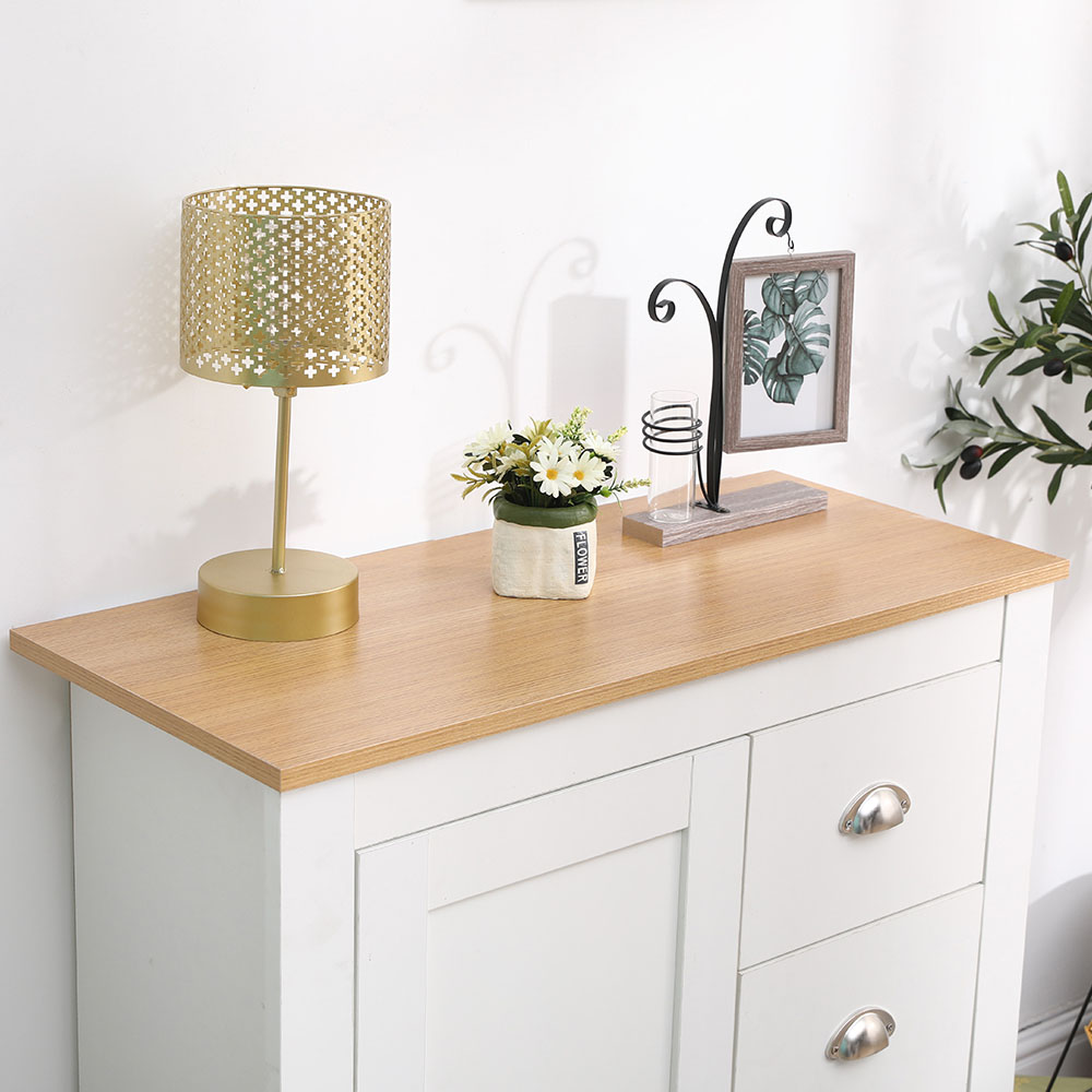 FurnitureHMD Single Door 3 Drawer White and Oak Effect Wooden Cupboard Image 4